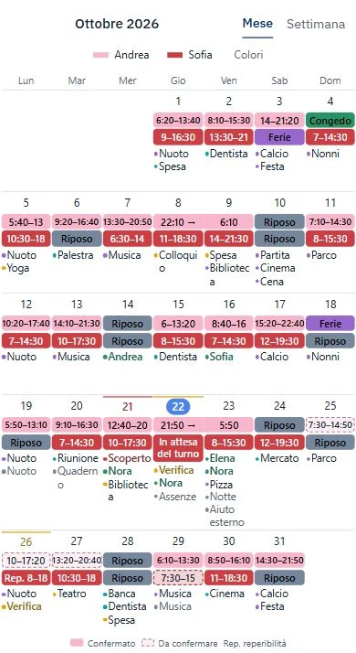 Original calendar prototype approved as the basis of WePlanCare: October with sample shifts and appointments